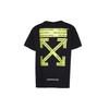 Off-White Футболка с коротким рукавом и желтыми стрелками Caution Tape, мужские топы, цвет черный OMAA002S181850061060