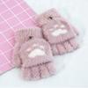 Flip Cover Half Finger Gloves Soft Plus Winter Mittens  Children's Handwriting