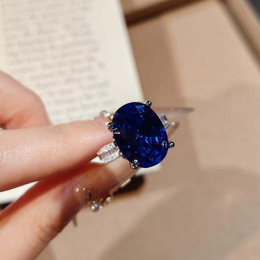 Дизайн тяжелой промышленности высокого класса Реалистичный королевский синий набор Роскошный кулон с бриллиантами Открытое кольцо Цветные серьги с розовыми бриллиантами