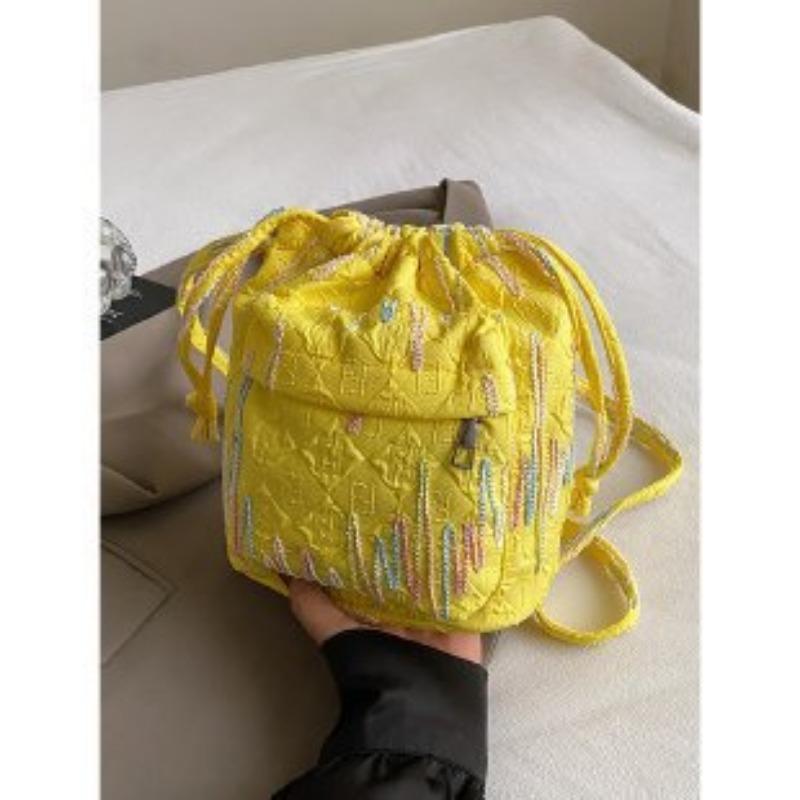 Модная сумка-ведро с радужными полосками и вышивкой, плиссированная, на одно плечо, сумка через плечо