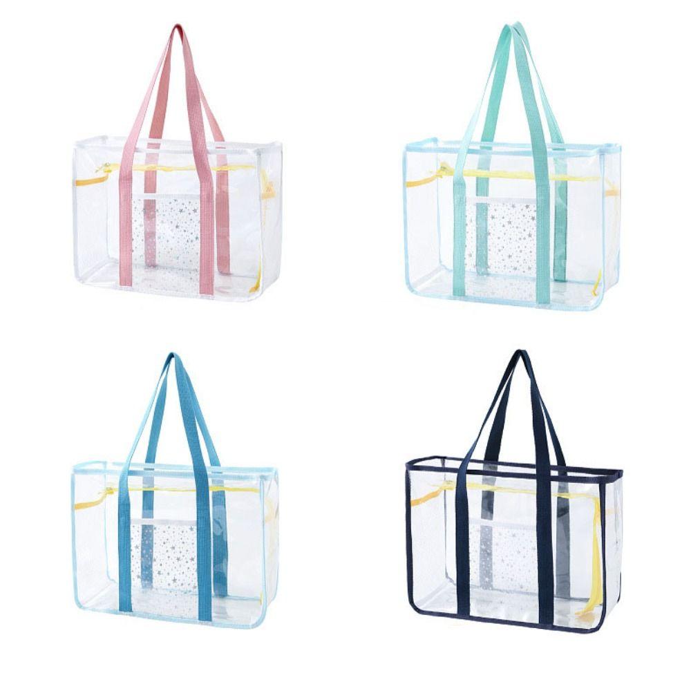 Large Capacity Pvc Transparent Handbag Cosmetic Bag Beach Tote Bag  Streetwear