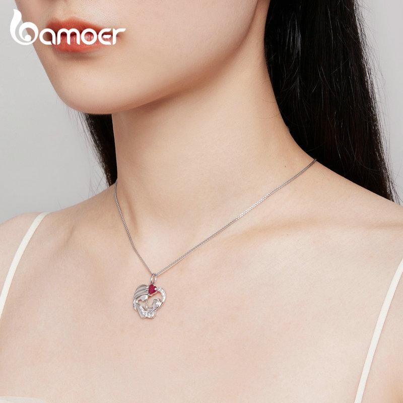 Bamoer Ожерелье с подвеской из стерлингового серебра 925 пробы для матери и ребенка для женщин, ювелирные изделия на день рождения, подарок на день матери