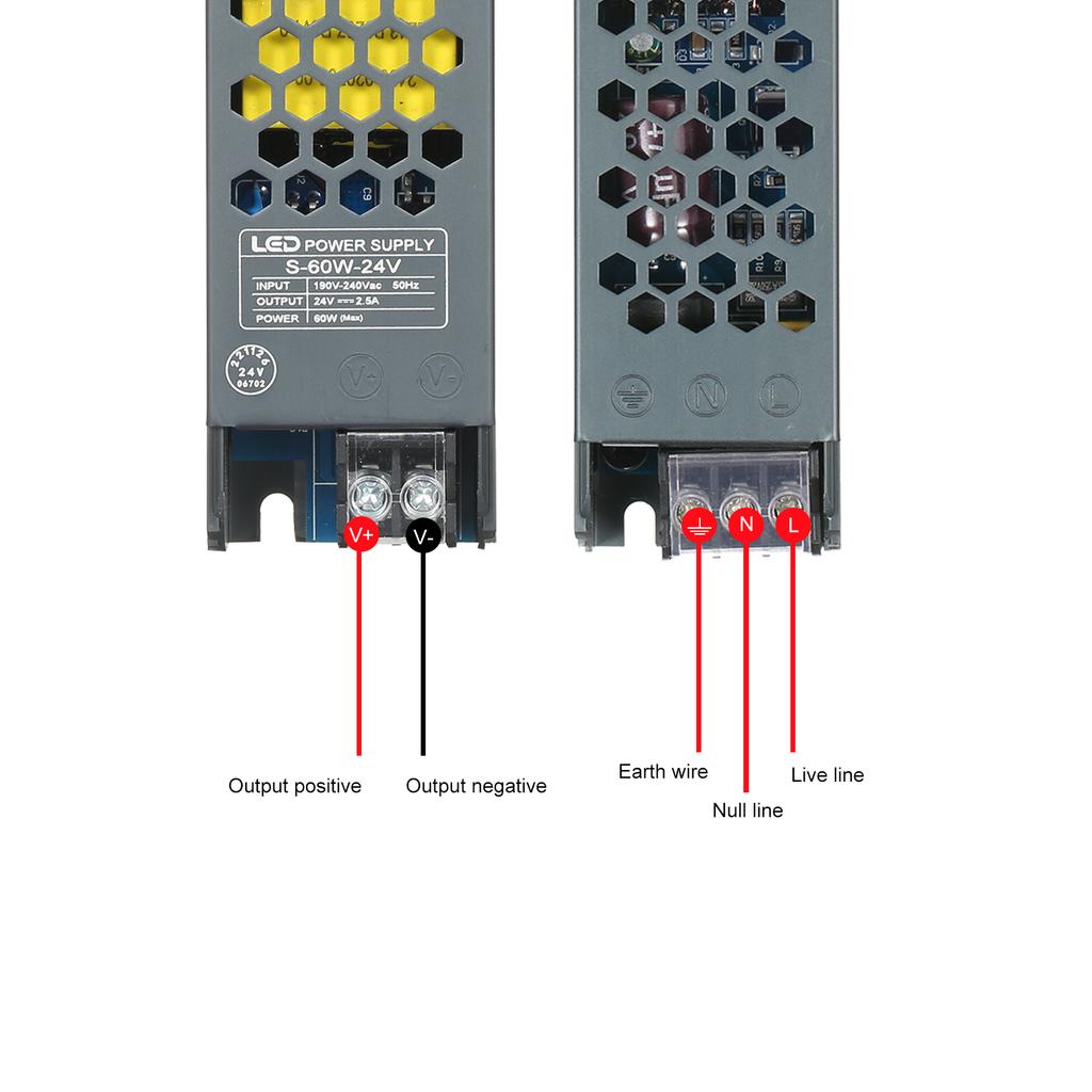 Neoglint ультратонкий адаптер питания-трансформатор для светодиодных лент AC190V-240V до DC 24V 2.5A