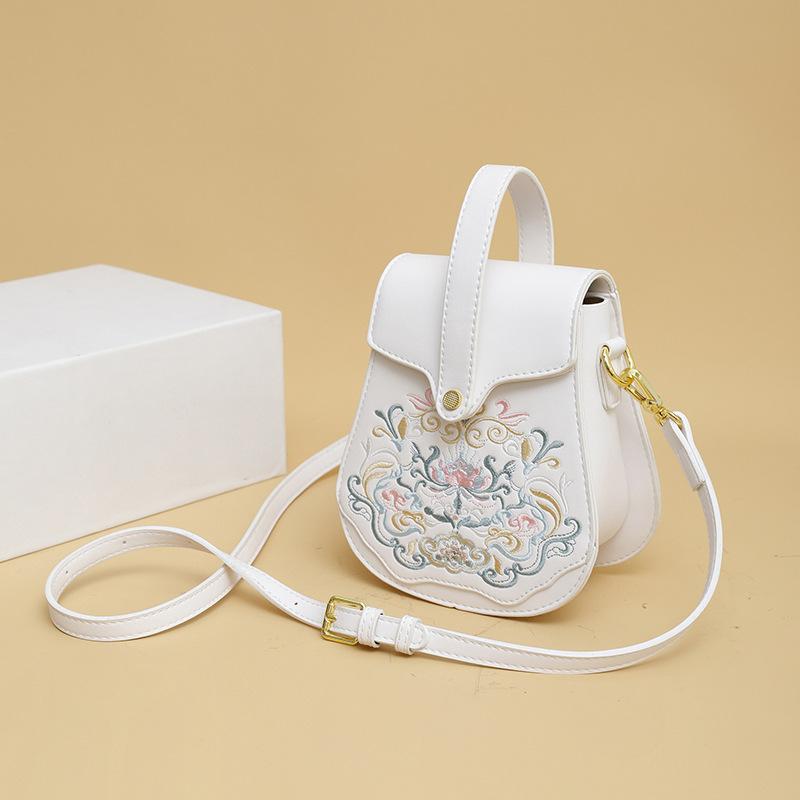 Crossbody Bag For Women, Fashionable National Style Embroidered Bag, Simple Texture, Mobile Phone Bag, Women's Niche Portable Shoulder Bag