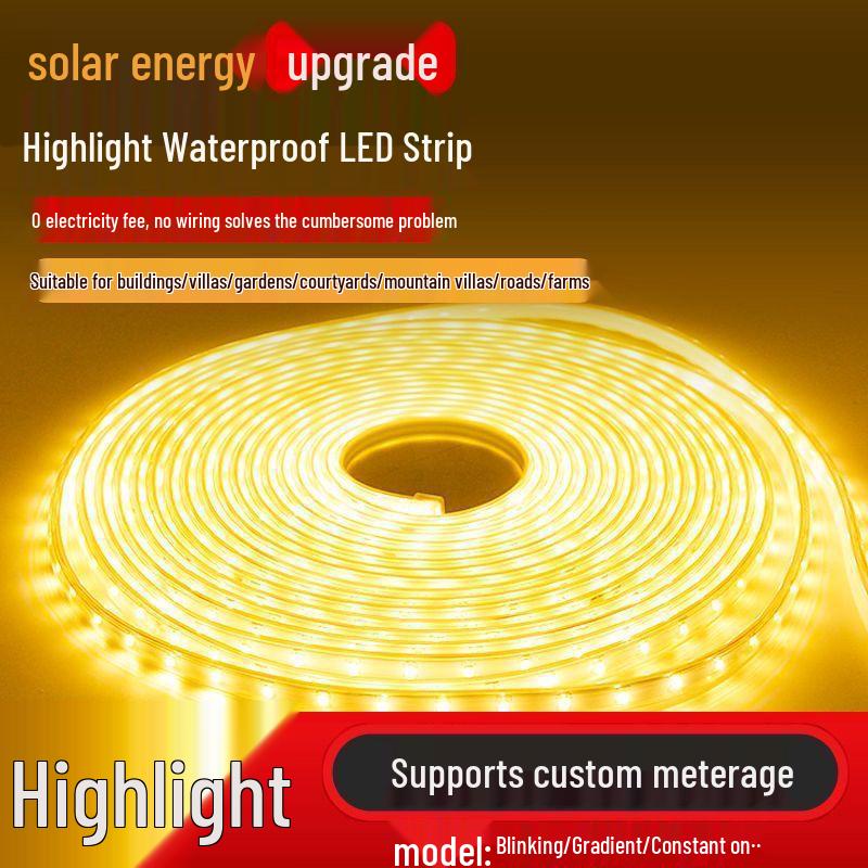 Outdoor Waterproof LED Solar Strip Lights: Super Bright, Soft Lighting for Garden and Courtyard
