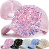 Hot Sale Fashionable Women's Sequin Baseball Cap Adjustable Outdoor Female Summer Trucker Hat Streetwear Dopamine Color Hat