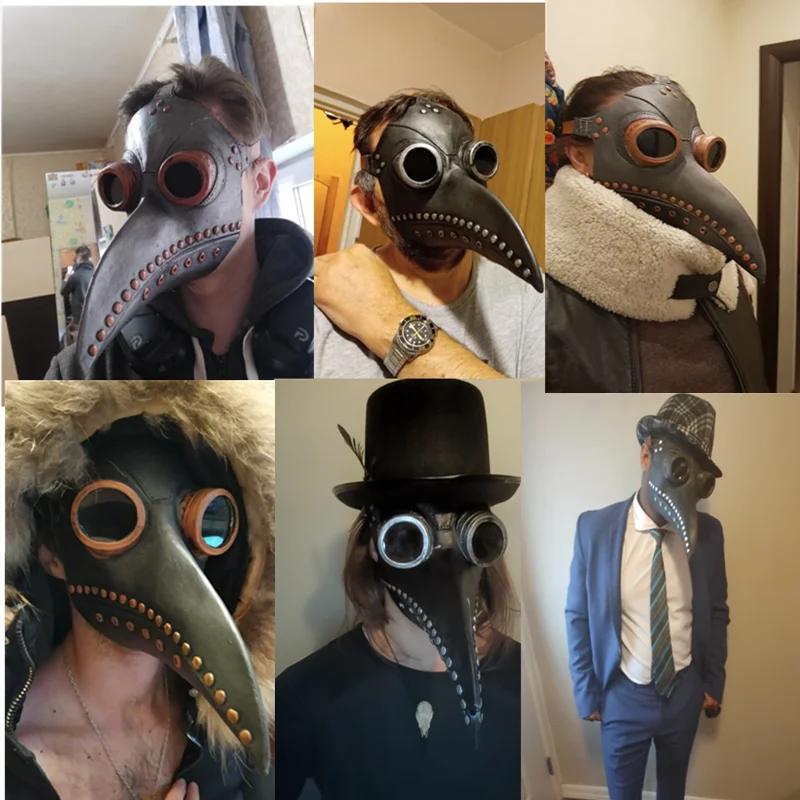 Halloween Cape Cosplay Plague Doctor Mask Costume Witch Tunic Hooded Robe Adult and Child Holiday Play Mask Accessories