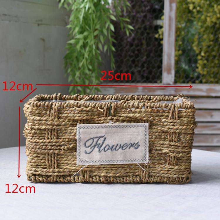 Пасторальная скандинавская плетеная цветочная корзина-сумка для композиций из сухоцветов и горшка с суккулентом