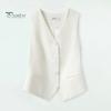 Women Formal Vest V Neck Single-breasted Sleeveless Cardigan Solid Color Loose OL Commute Office Wear Waistcoat Lady Coat
