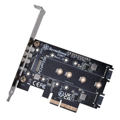 Комплект расширения SSD Silver Stone ECM27 (До 3 SSD) Карта расширения PCIe SST-ECM27 / Официально распространяется в Японии, Серебристый
