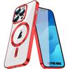 Case - for iPhone - 15 Pro Max - Shockproof - Transparent - Red Magnetic Circle