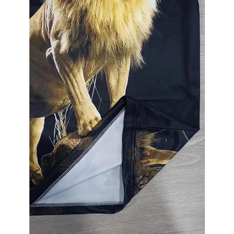 Футболка Summer Vibes с принтом льва — эластичная, с круглым вырезом, повседневная, мягкая, дышащая, удобная, идеальная для летних выходов, мужская модная футболка