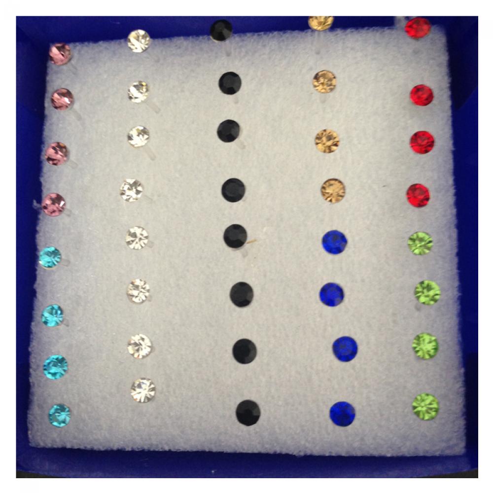 20 Pairs/40 Pcs Charming Crystal Avoid Allergy Clear Jewelry Colorful Crystal Ear studs Rhinestone
