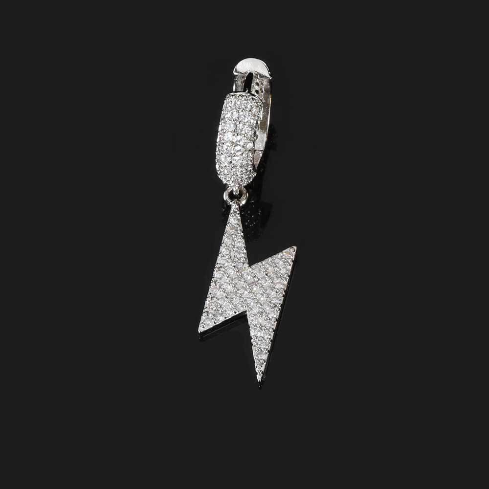 European and American Hip-hop Hoop Earrings Lightning Earrings Micro-inlaid Zircon Personality Trendy Men and Women Earrings