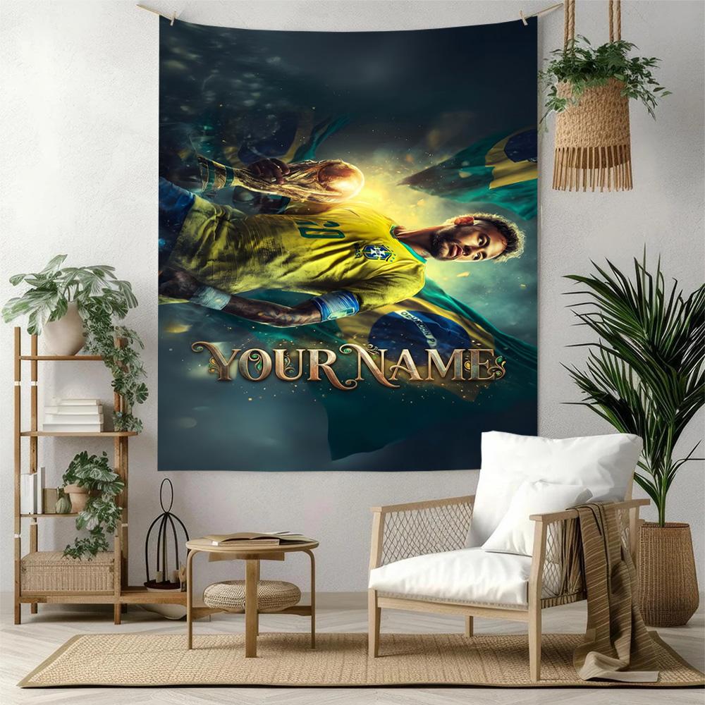 Brazilian Football Legend Boho Wall Tapestry Rustic Farmhouse Suitable for Studio Wall Dorm Wall Balcony Four Seasons Exotic Pattern