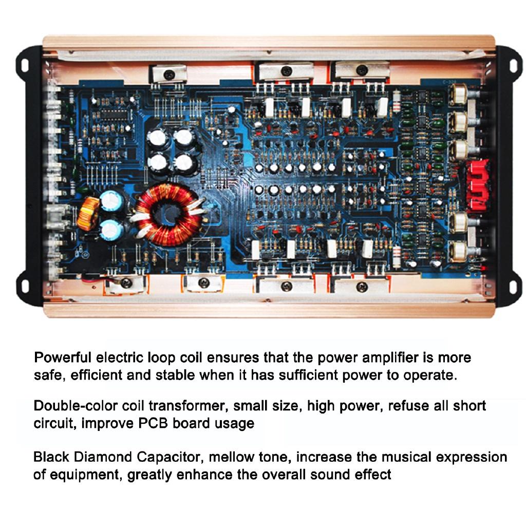 12V 4 Channel 4500w Car Audio Amplifiers High Power Car Amplifier Stereo Surround Sound Fidelity Aluminum Alloy Subwoofer