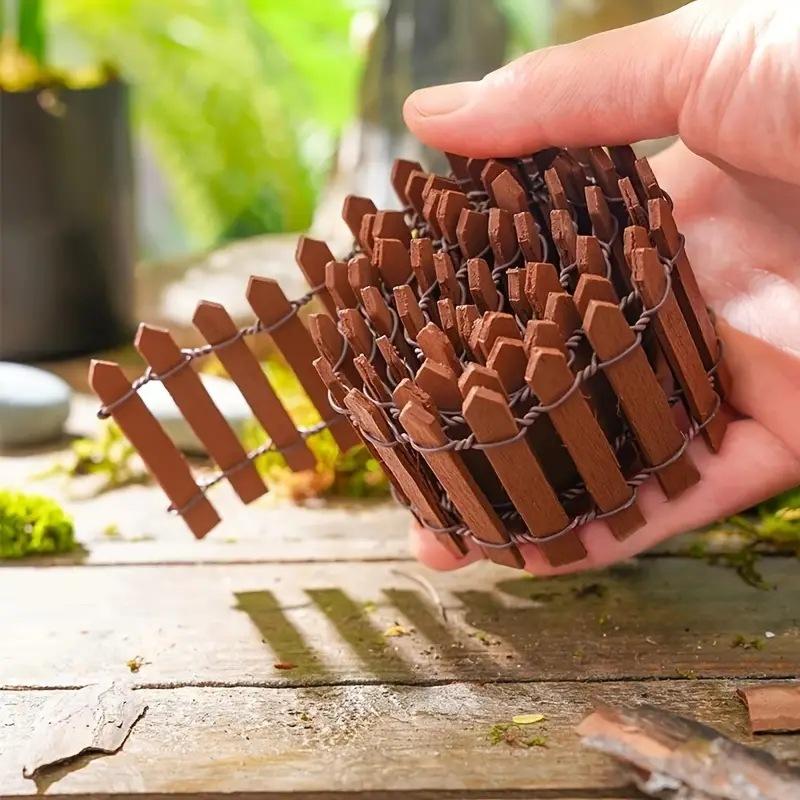 Mini Wooden Fence Miniature Landscape Decoration DIY Fairy Garden Accessories Wood Barrier Dollhouse Succulent Pot Bonsai Decor