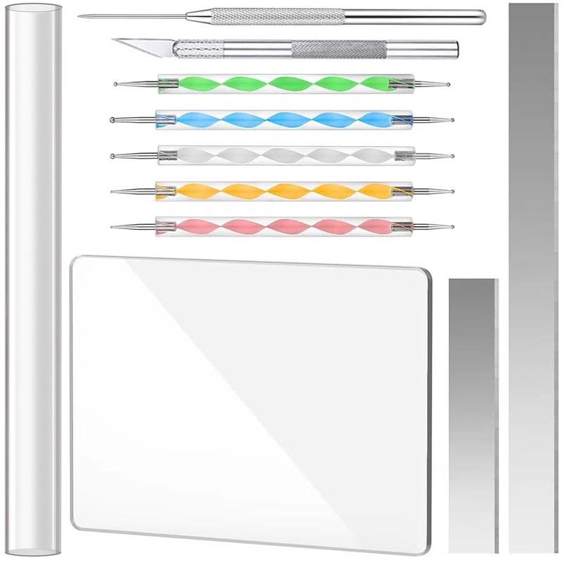 Набор инструментов для лепки из сверхлегкой глины: Нож, доска для прессования, скалка и набор игл для изготовления фигурок из полимерной глины своими руками.