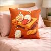 Cute Cartoon Sushi Print Throw Pillow Cover, Kawaii Japanese Food Decorative Cushion Case For Sofa Bedroom
