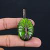 Древо Жизни Зеленый Флэш Лабрадорит Драгоценный Камень Чистая Медная Проволока Обернутая Ювелирные Изделия Ручной Работы Подвеска