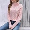 Women's High Collar Sweater - Soft Elastic Pullover, Essential Solid Color Top for Autumn and Winter, Hand Washed, Comfortable and Fitted