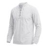 Мужская рубашка-henley с воротником-стойкой и длинным рукавом.