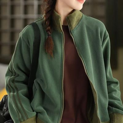 Пальто для женщин Хлопок Осень Зима Утепленное Повседневное Оверсайз Двусторонний Кардиган Куртка на молнии