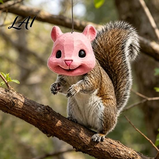 Funny Yard Entertainment Accessory Squirrel Head Feeder Animal Face Design Hanging Feeder Wildlife Feeding Station for Outdoor Garden Backyard Patio