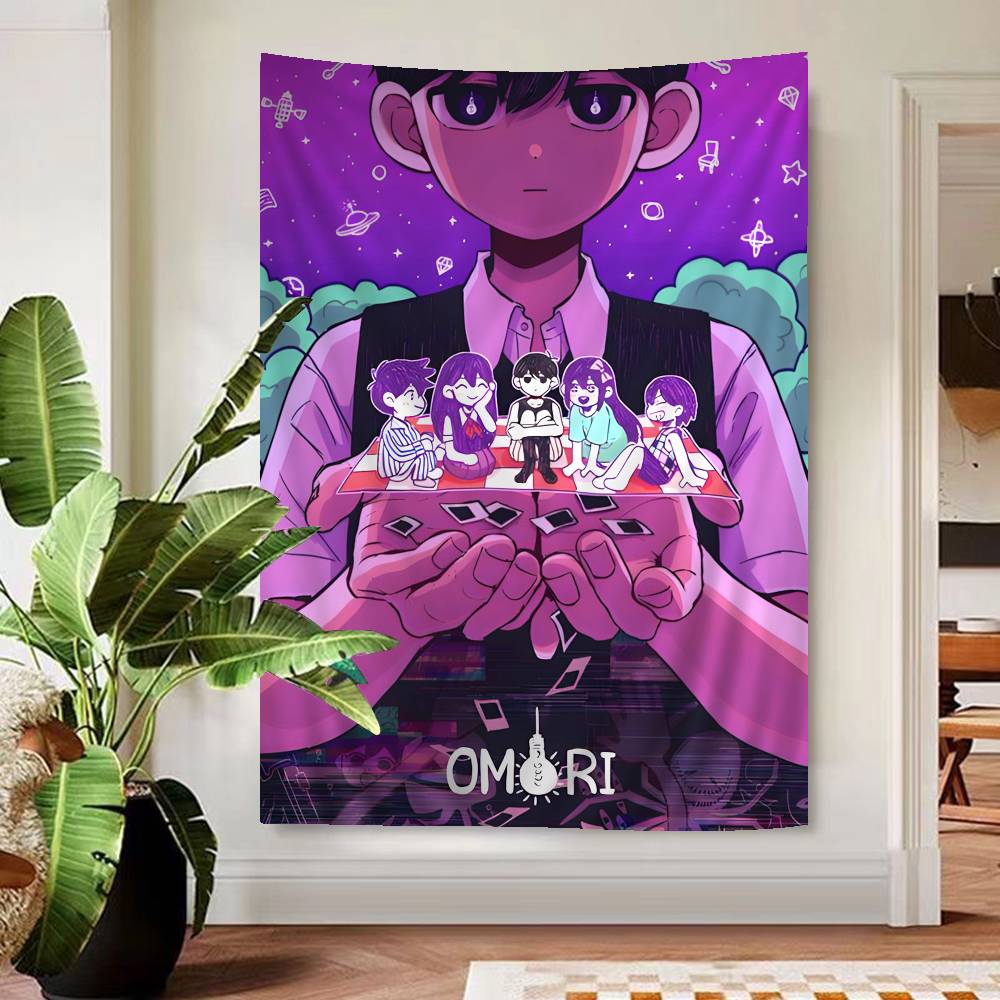 Классическая Хоррор Видеоигра Omori Красочный Гобелен Настенное Панно Хиппи Цветочные Настенные Ковры Декор Комнаты в Общежитии Настенное Искусство Декор