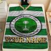 1PC Saudi Football Crest Custom Name Patterned Flannel Blanket Suitable For All Seasons For Home Decor Warmth And Comfort Gifts Holiday Present