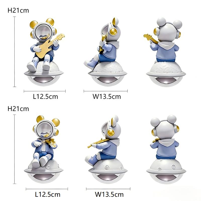 Violin Astronaut Guitarist Resin Sculpture Entrance Decor | Luxury Hand-Painted Home Decor for Hallway Perfect Birthday Gift for