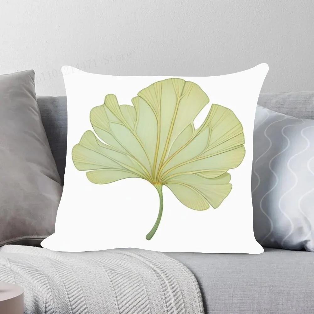 1pc Ginkgo Leaf Pillow Case Square Bedroom Sofa Leisure Comfort Cushion Car Living Room Home Decoration