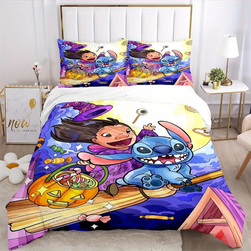 3 шт. Хэллоуинский комплект постельного белья Lilo & Stitch, Включает 1 пододеяльник и 2 наволочки, Без наполнителя, Мягкий и удобный для домашней спальни B033