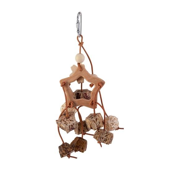 Красочная подвесная игрушка для попугая, тренировочный аксессуар для клевания и жевания, ручная работа, натуральное дерево