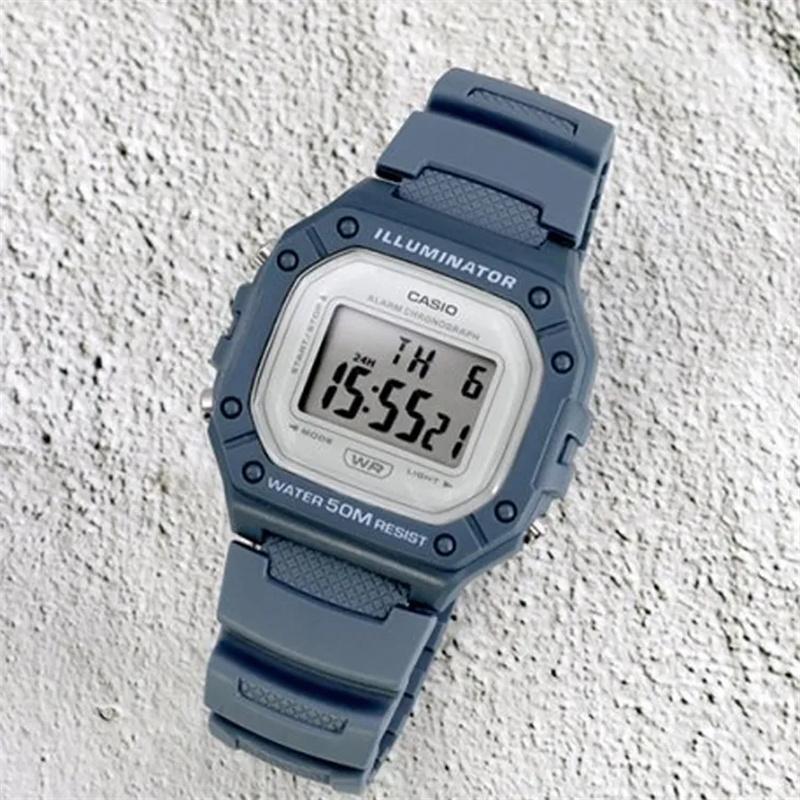 Casio ЦИФРОВЫЕ Кварцевые Часы Унисекс Черный Циферблат W-218HC-2AV&
