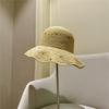 Ins Chic Summer Colored Square Stitching Decorat Natural Raffia Grass Sunshade Lady Bucket Cap Women Leisure Hat