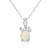 925 Sterling Silver Tree Leaves Design Pendant Necklace Natural Oval 6*8mm Opal for Women's Fine Jewelry Anniversary Party Gifts