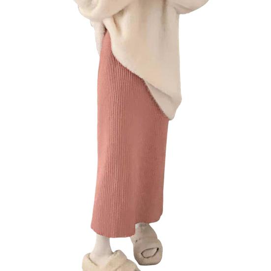 Женская юбка миди с высокой талией, свободного кроя, юбка из рубчатого трикотажа, однотонная, осенне-зимняя, прямого кроя, универсальная для повседневной носки