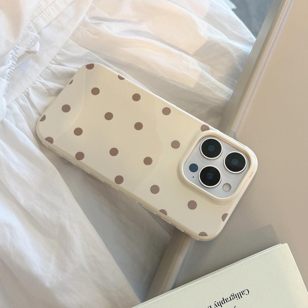 Retro Ins Style Full Screen Polka Dots for Apple 16 Mobile Phone Case for IPhone17pro Max All-inclusive 14 Soft Cases 13