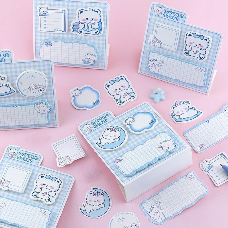 60sheets Bear Treasure Post Note Become Sweet Soft Cute Bear Face Super Healing Notes Marking Learning Gift Sticky Note Pad