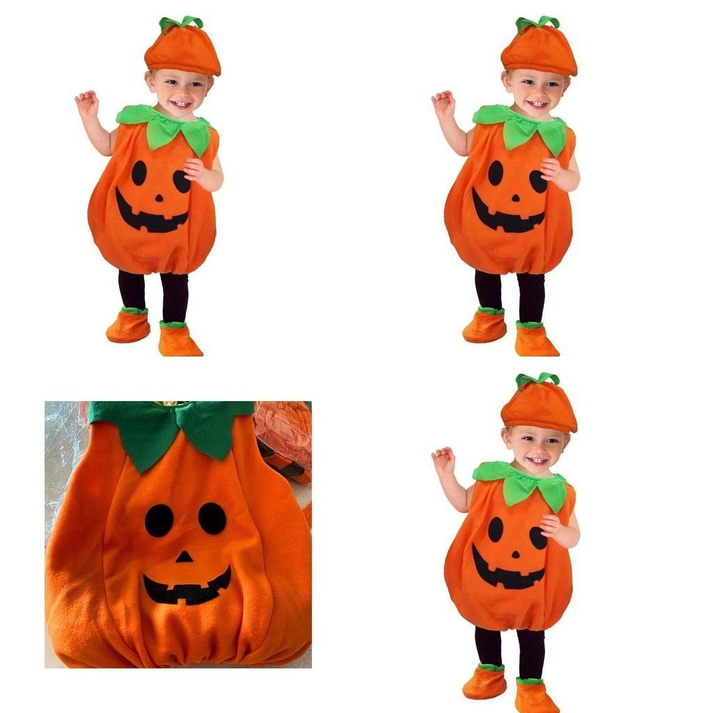 Warm And Comfy Children Pumpkin Costume With Hat And Shoe Covers For Halloween