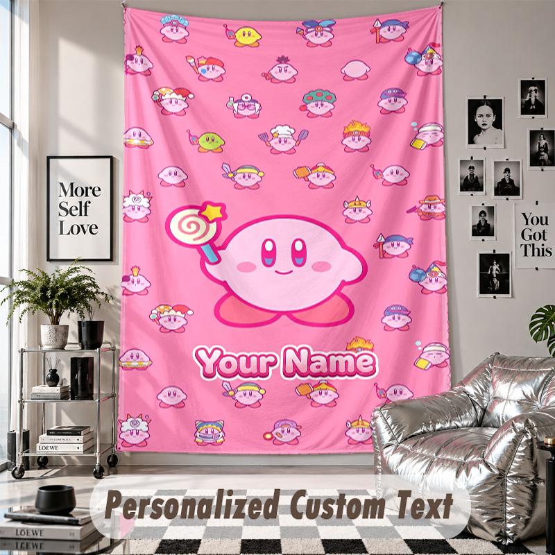 Wall Hanging Tapestry With Custom Name & Text, Kirby Decorative Tapestry For Bedroom