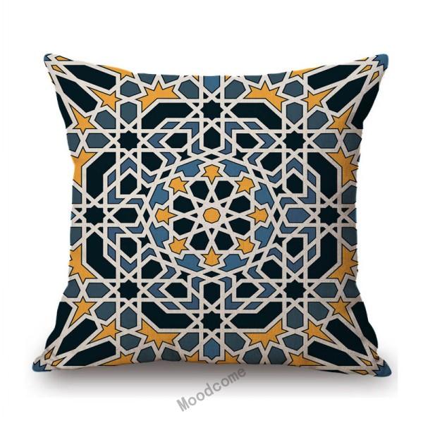 Classic Muslim Pattern Arabesque Islamic Geometric Mediterranean Style Decoration Sofa Throw Pillow Case Linen Cushion Cover