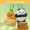 Bamboo Handheld Shoot Flower Panda Cute Plush Keychain Pendant Boys Girls Gift