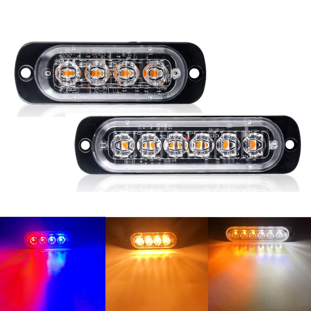 4LED 6LED Стробоскопический сигнальный свет Стробоскопическая мигающая световая панель Светофор Автомобильный свет Маяк для грузовика 12В 24В Белый Янтарный