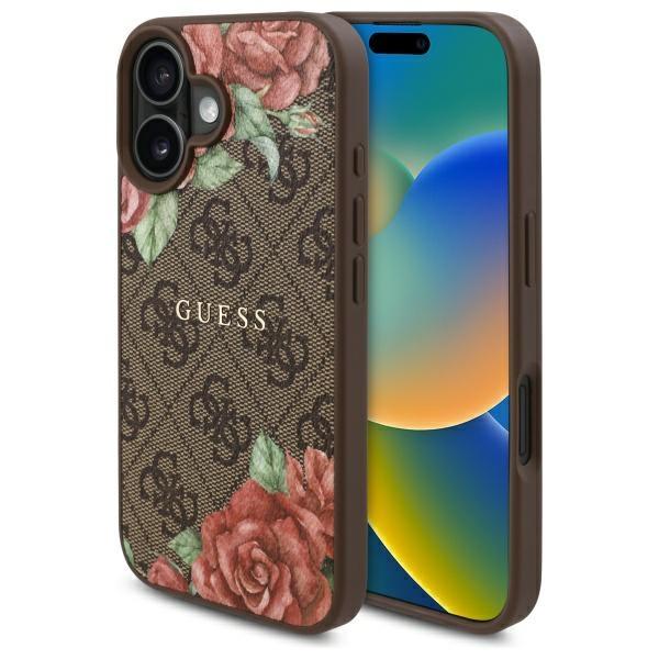Guess Guhmp16Sp4Ropemcw Iphone 16 6.1   Brown Hardcase 4G Flowers Print Magsafe