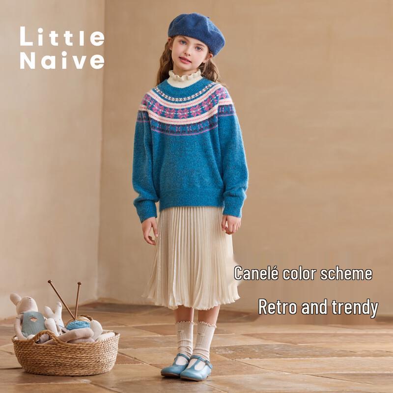 Детский наивный пуловер Fair Isle со снежинками