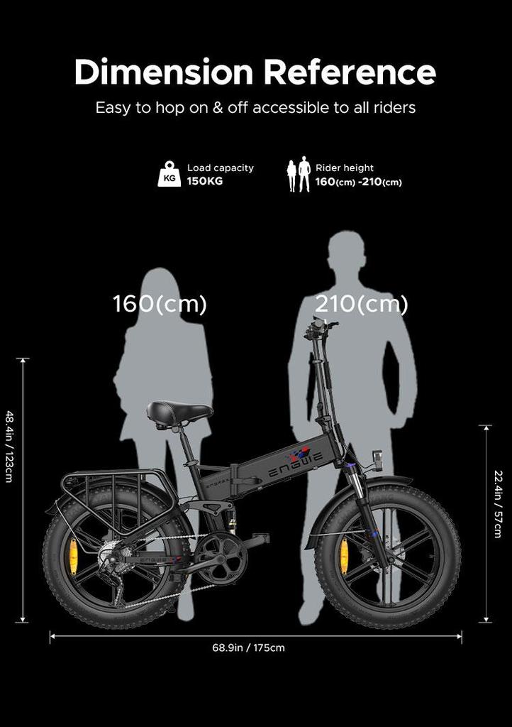 ENGWE ENGINE X 250W Electric Bike - 42km/h, 120km Range, 20" Fat Tire E-Bike with 7-Speed Gears