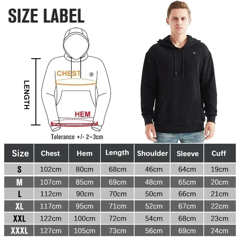Men Woman USB Self Heating Hoodies Vintage Gothic Heated Tactical Jacket Long Sleeve Streetwear Loose Coats Harajuku Sweatshirt