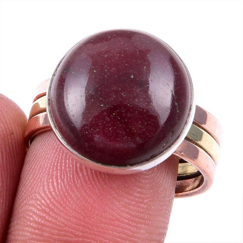 Натуральный драгоценный камень Мукаит, твердое серебро 925 пробы, ювелирные изделия, двухцветное кольцо, размер 9,5 США, Y8i40